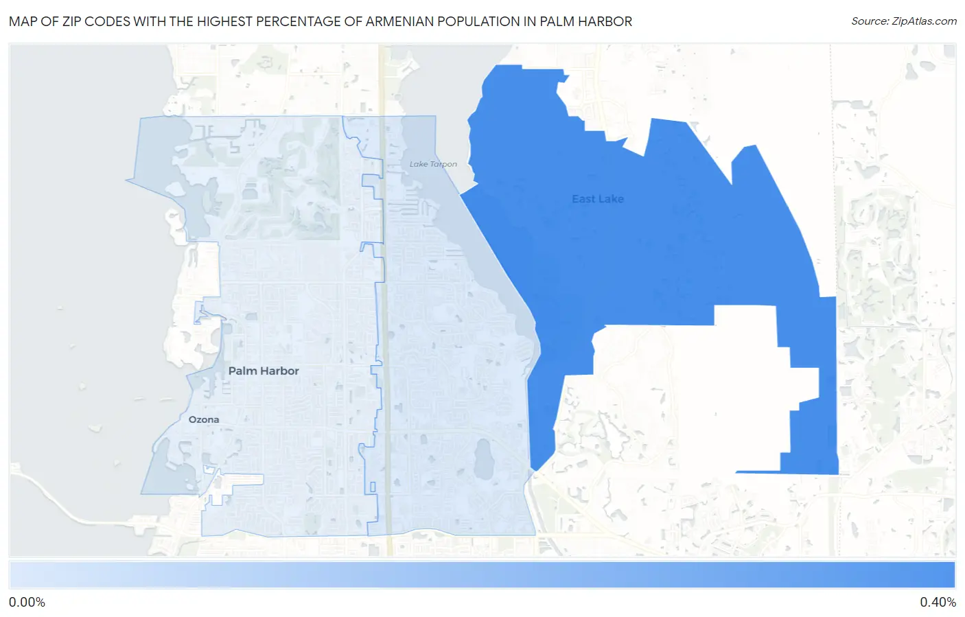 Zip Codes with the Highest Percentage of Armenian Population in Palm Harbor Map