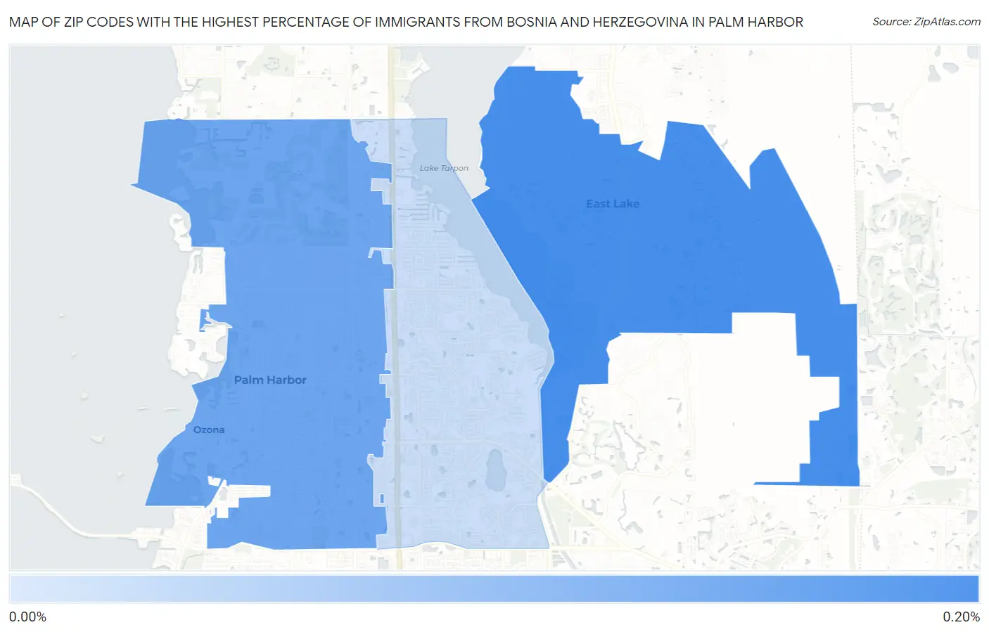 Zip Codes with the Highest Percentage of Immigrants from Bosnia and Herzegovina in Palm Harbor Map