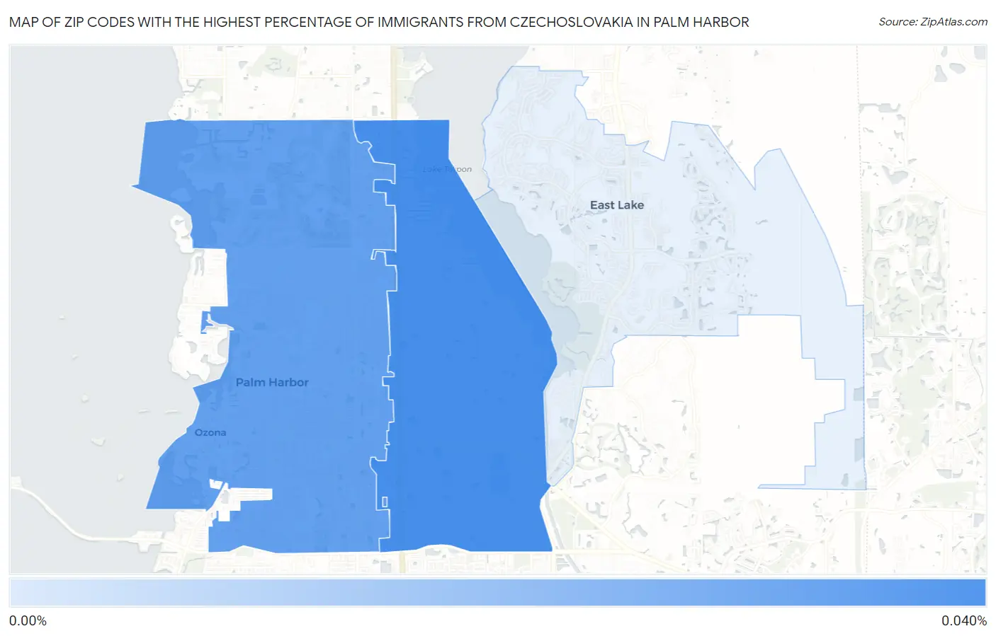 Zip Codes with the Highest Percentage of Immigrants from Czechoslovakia in Palm Harbor Map