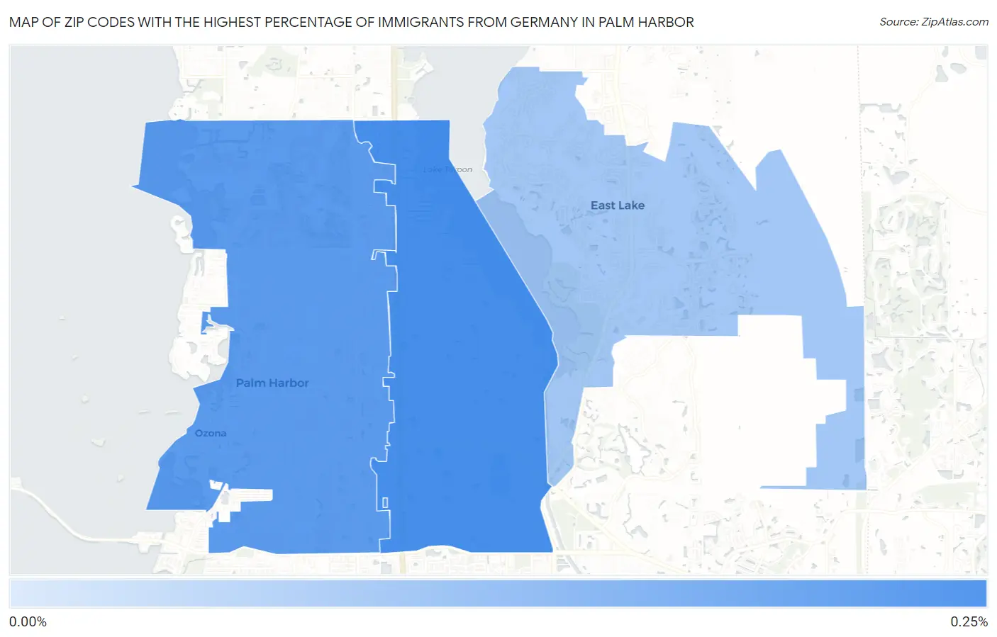 Zip Codes with the Highest Percentage of Immigrants from Germany in Palm Harbor Map