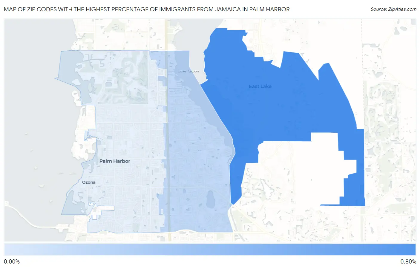 Zip Codes with the Highest Percentage of Immigrants from Jamaica in Palm Harbor Map