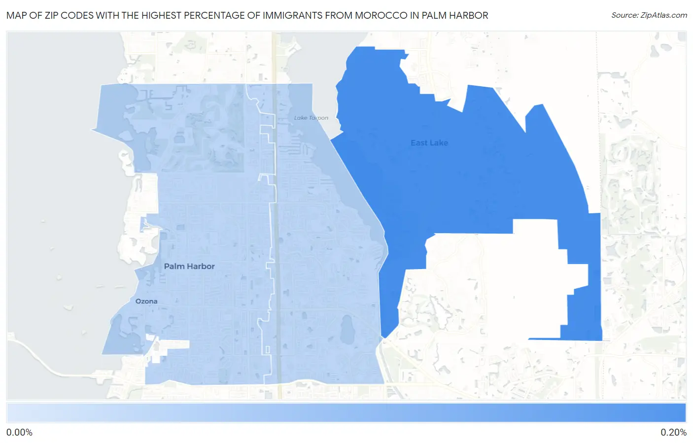 Zip Codes with the Highest Percentage of Immigrants from Morocco in Palm Harbor Map