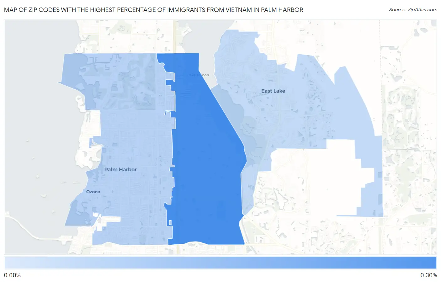 Zip Codes with the Highest Percentage of Immigrants from Vietnam in Palm Harbor Map