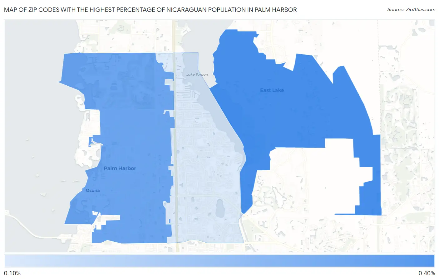 Zip Codes with the Highest Percentage of Nicaraguan Population in Palm Harbor Map