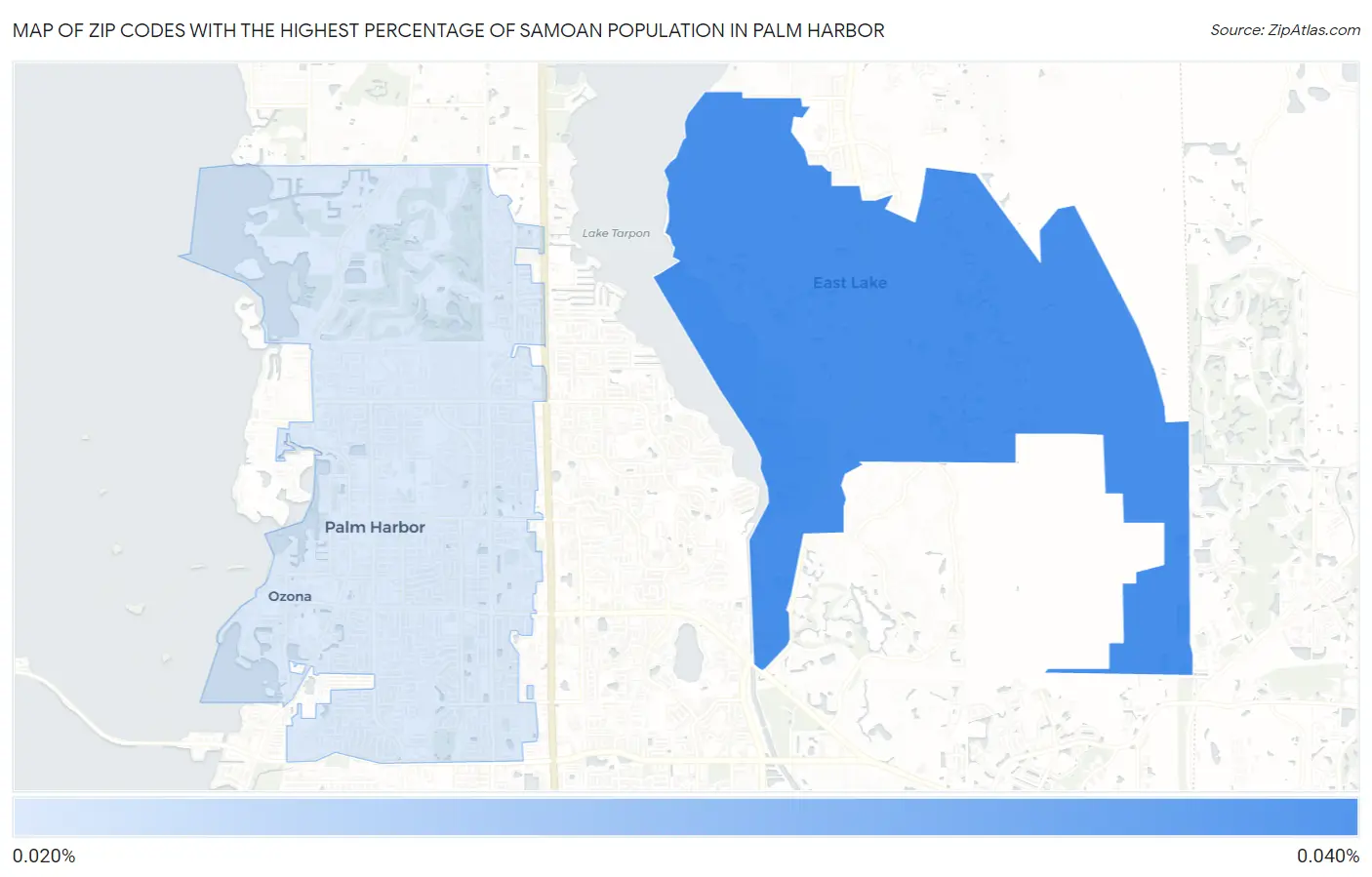 Zip Codes with the Highest Percentage of Samoan Population in Palm Harbor Map