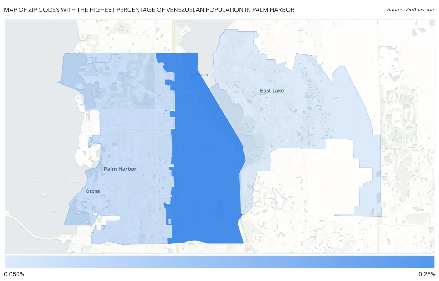 Zip Codes with the Highest Percentage of Venezuelan Population in Palm Harbor Map