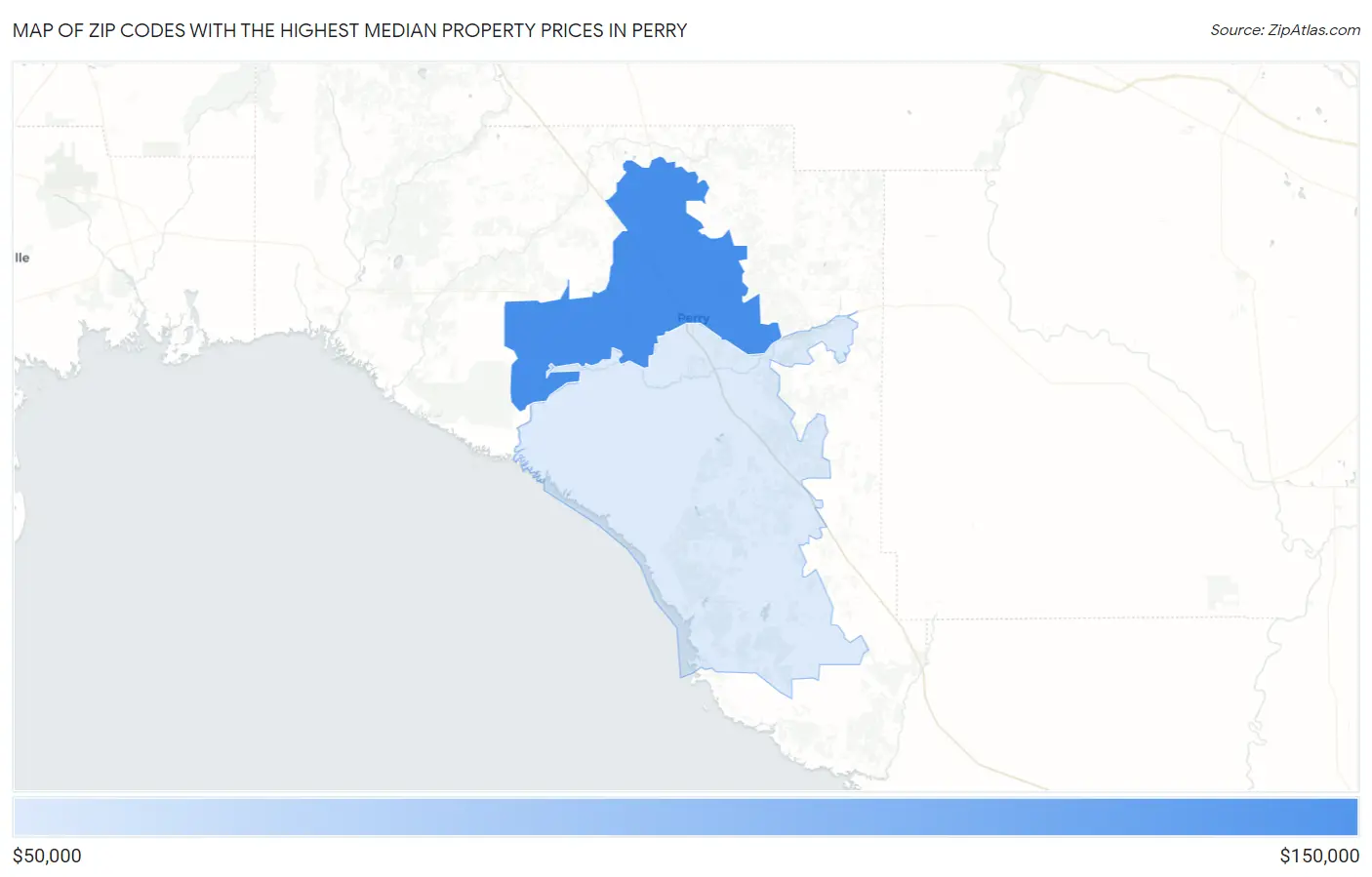 Zip Codes with the Highest Median Property Prices in Perry Map
