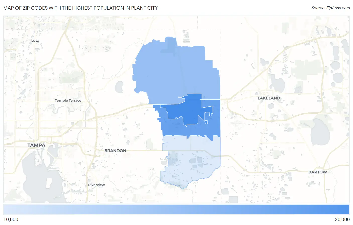 Zip Codes with the Highest Population in Plant City Map