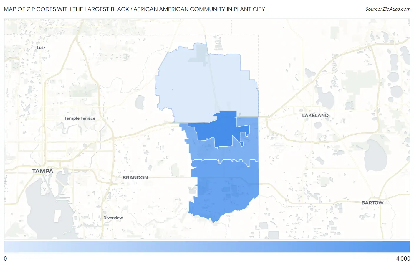 Zip Codes with the Largest Black / African American Community in Plant City Map
