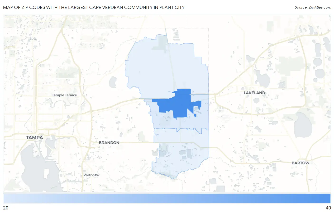Zip Codes with the Largest Cape Verdean Community in Plant City Map