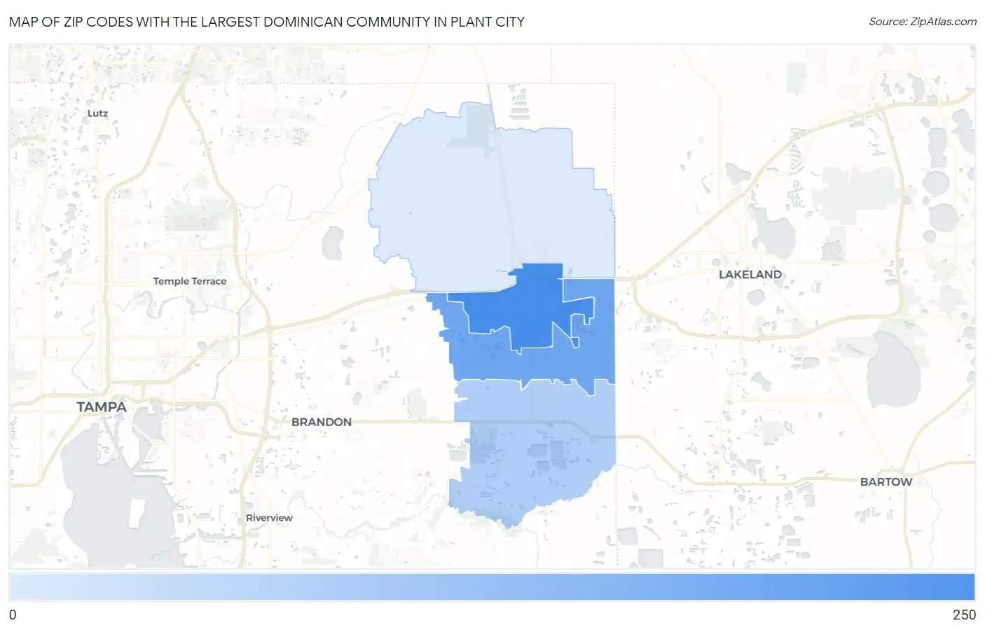 Zip Codes with the Largest Dominican Community in Plant City Map