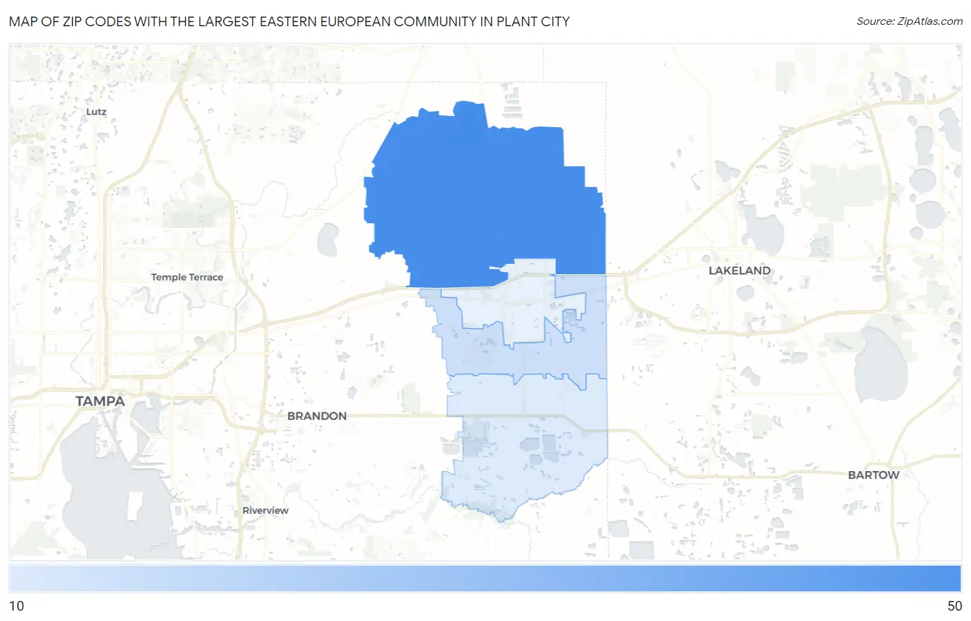 Zip Codes with the Largest Eastern European Community in Plant City Map