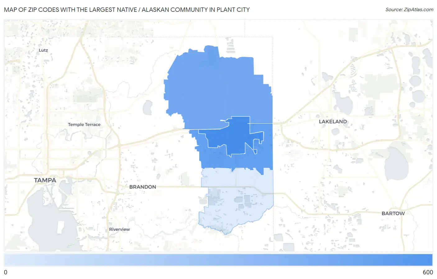 Zip Codes with the Largest Native / Alaskan Community in Plant City Map