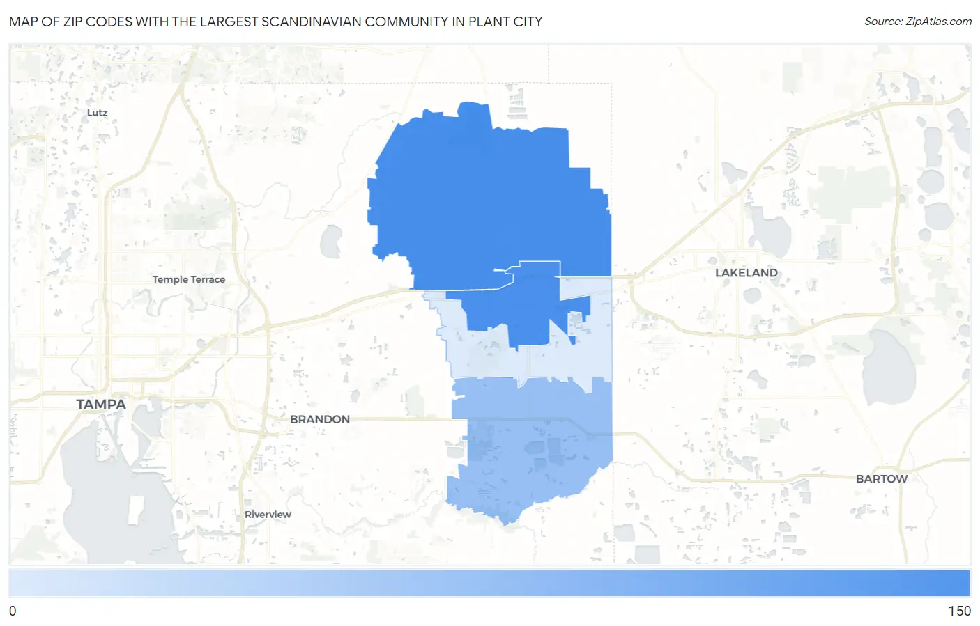 Zip Codes with the Largest Scandinavian Community in Plant City Map