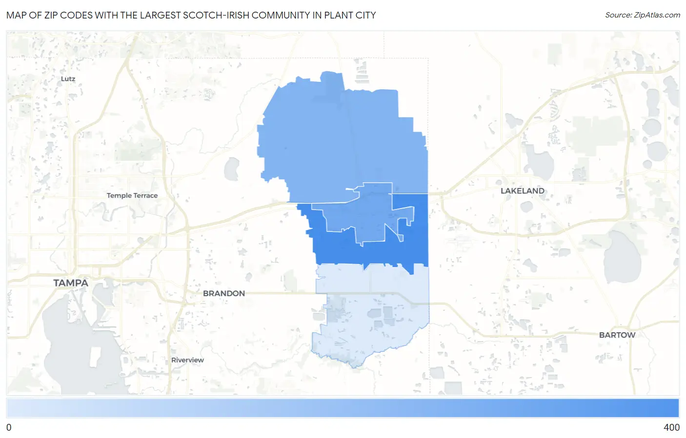 Zip Codes with the Largest Scotch-Irish Community in Plant City Map