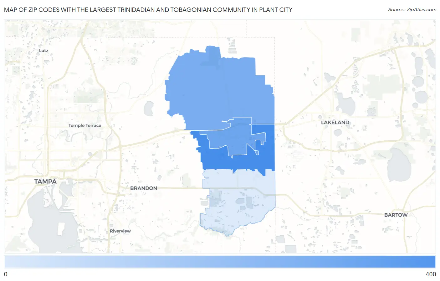 Zip Codes with the Largest Trinidadian and Tobagonian Community in Plant City Map