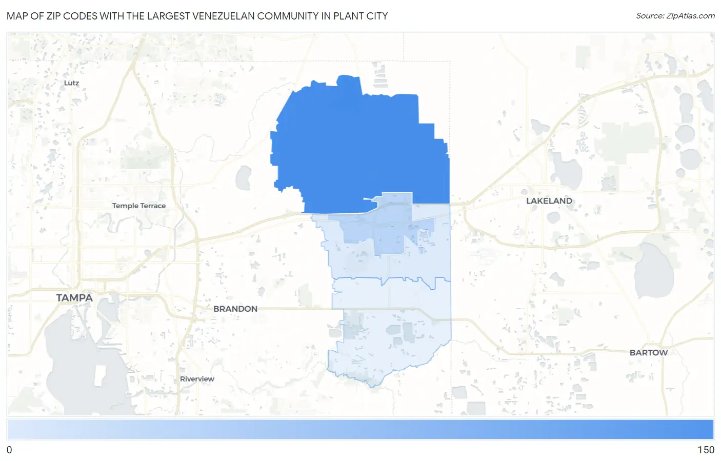 Zip Codes with the Largest Venezuelan Community in Plant City Map