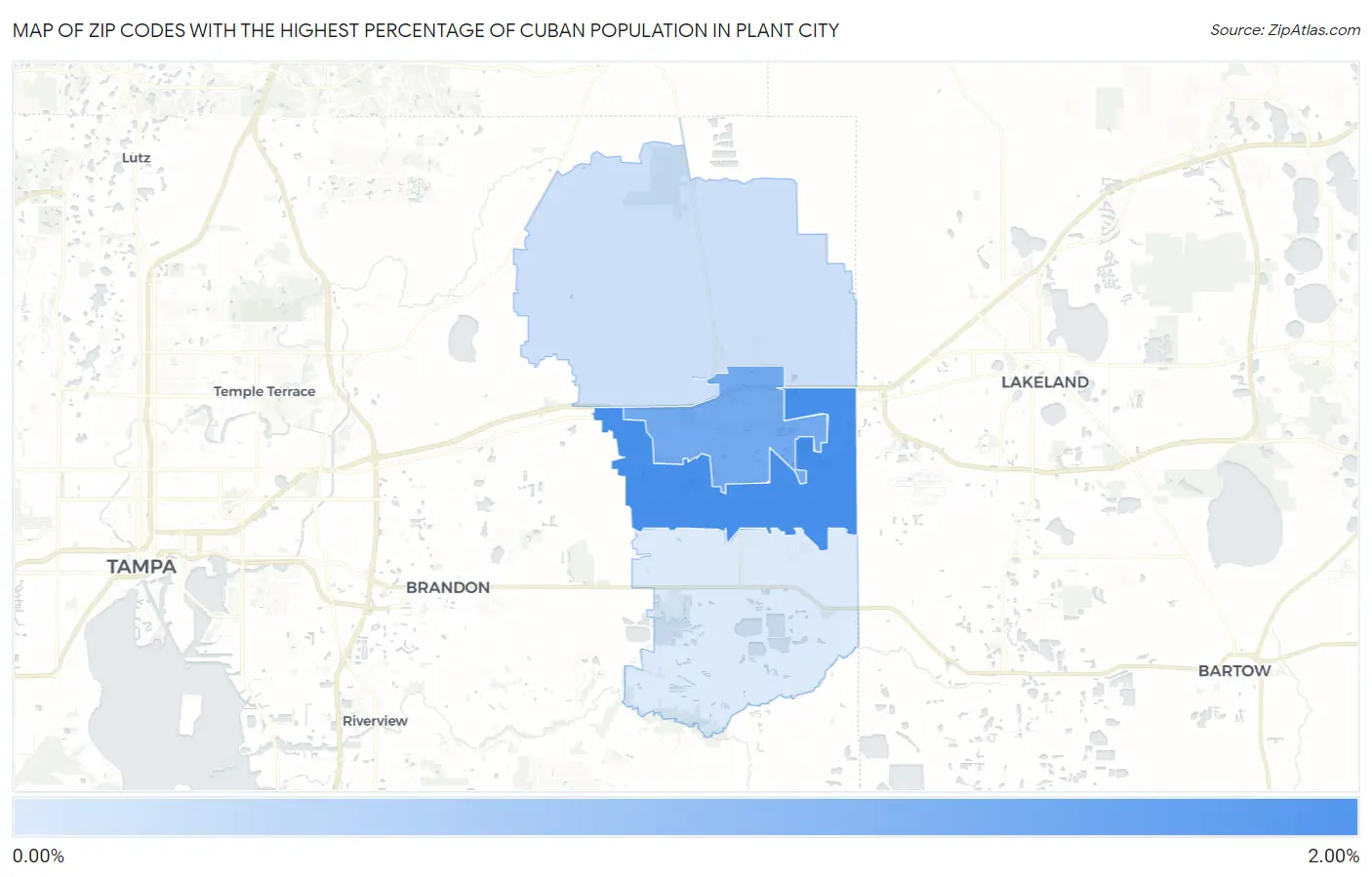 Zip Codes with the Highest Percentage of Cuban Population in Plant City Map