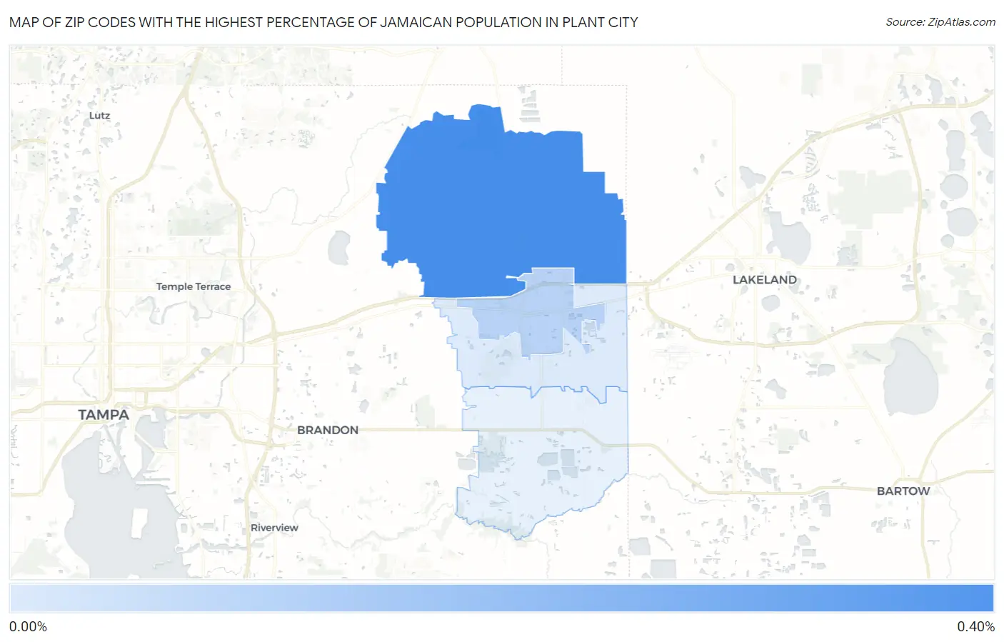 Zip Codes with the Highest Percentage of Jamaican Population in Plant City Map