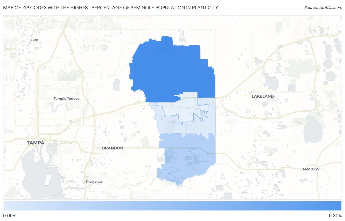 Zip Codes with the Highest Percentage of Seminole Population in Plant City Map