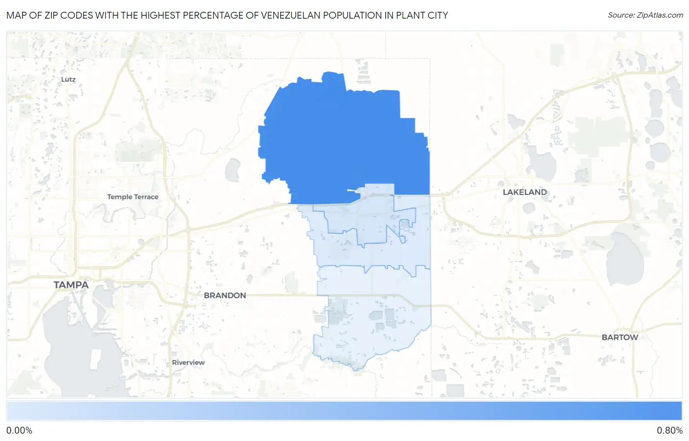 Zip Codes with the Highest Percentage of Venezuelan Population in Plant City Map