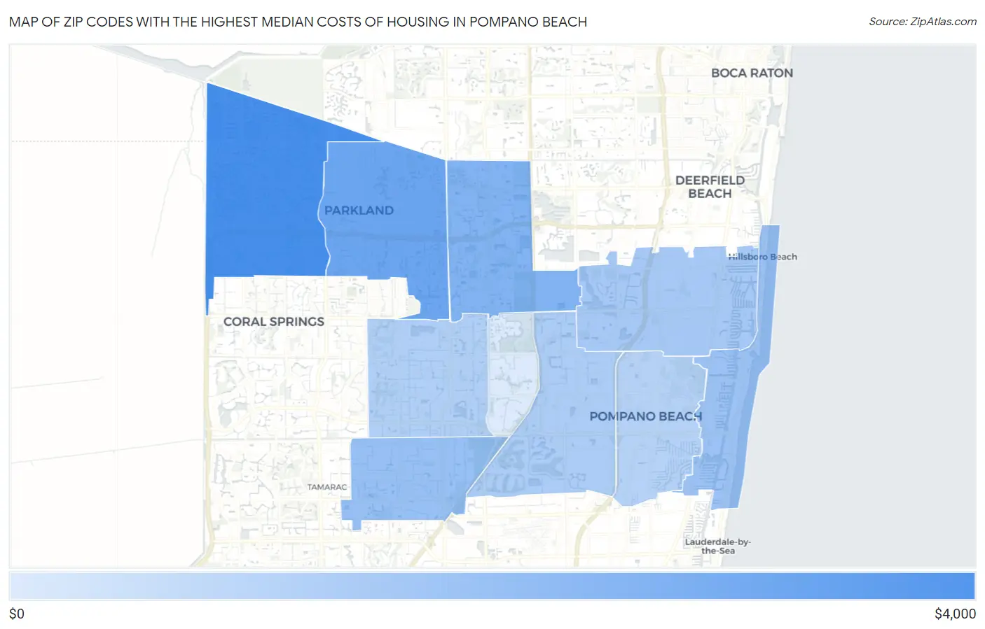Zip Codes with the Highest Median Costs of Housing in Pompano Beach Map