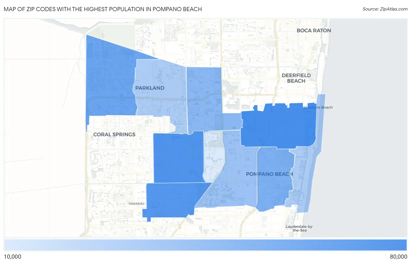 Zip Codes with the Highest Population in Pompano Beach Map