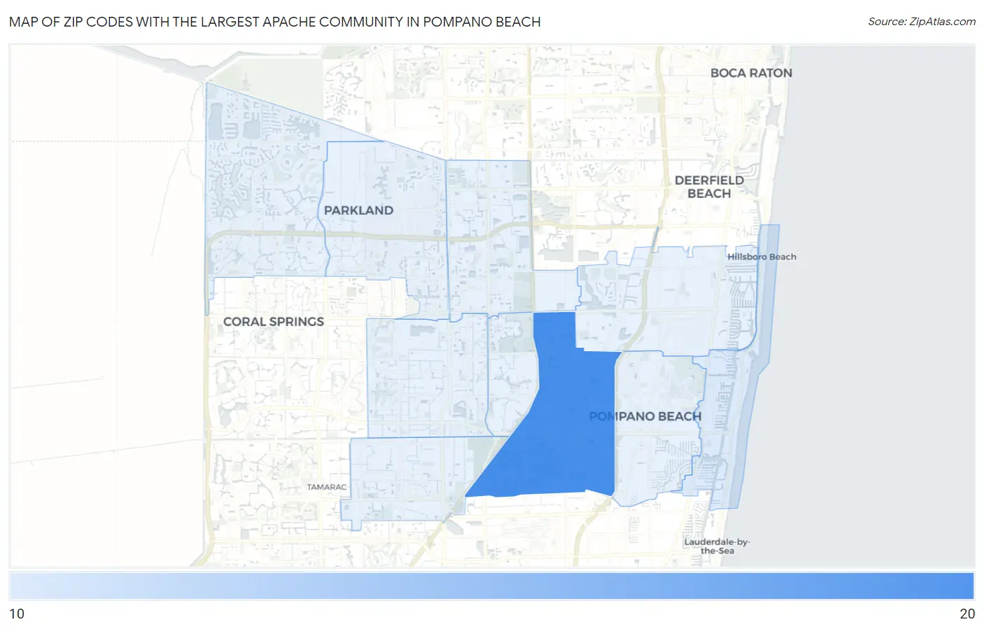 Zip Codes with the Largest Apache Community in Pompano Beach Map