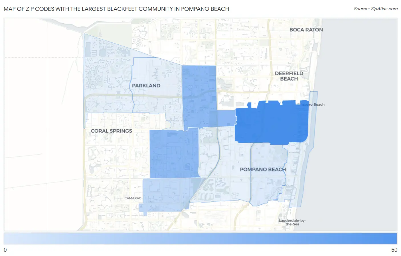 Zip Codes with the Largest Blackfeet Community in Pompano Beach Map