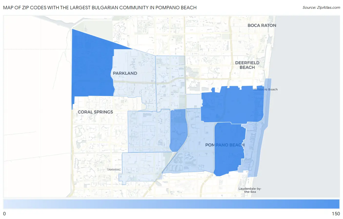 Zip Codes with the Largest Bulgarian Community in Pompano Beach Map