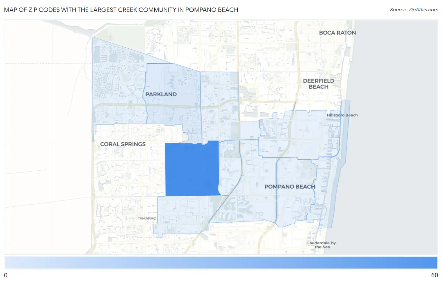 Zip Codes with the Largest Creek Community in Pompano Beach Map