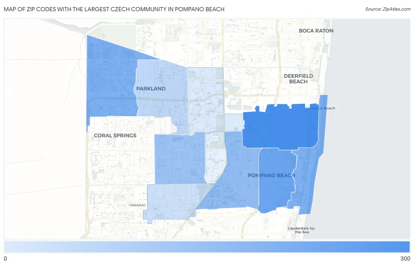 Zip Codes with the Largest Czech Community in Pompano Beach Map