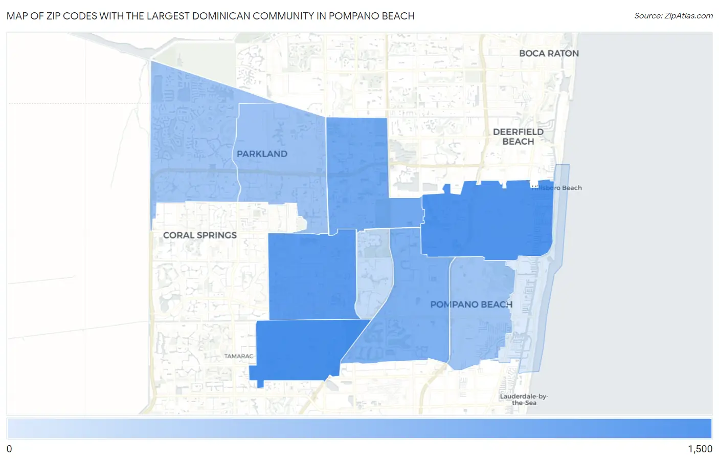 Zip Codes with the Largest Dominican Community in Pompano Beach Map