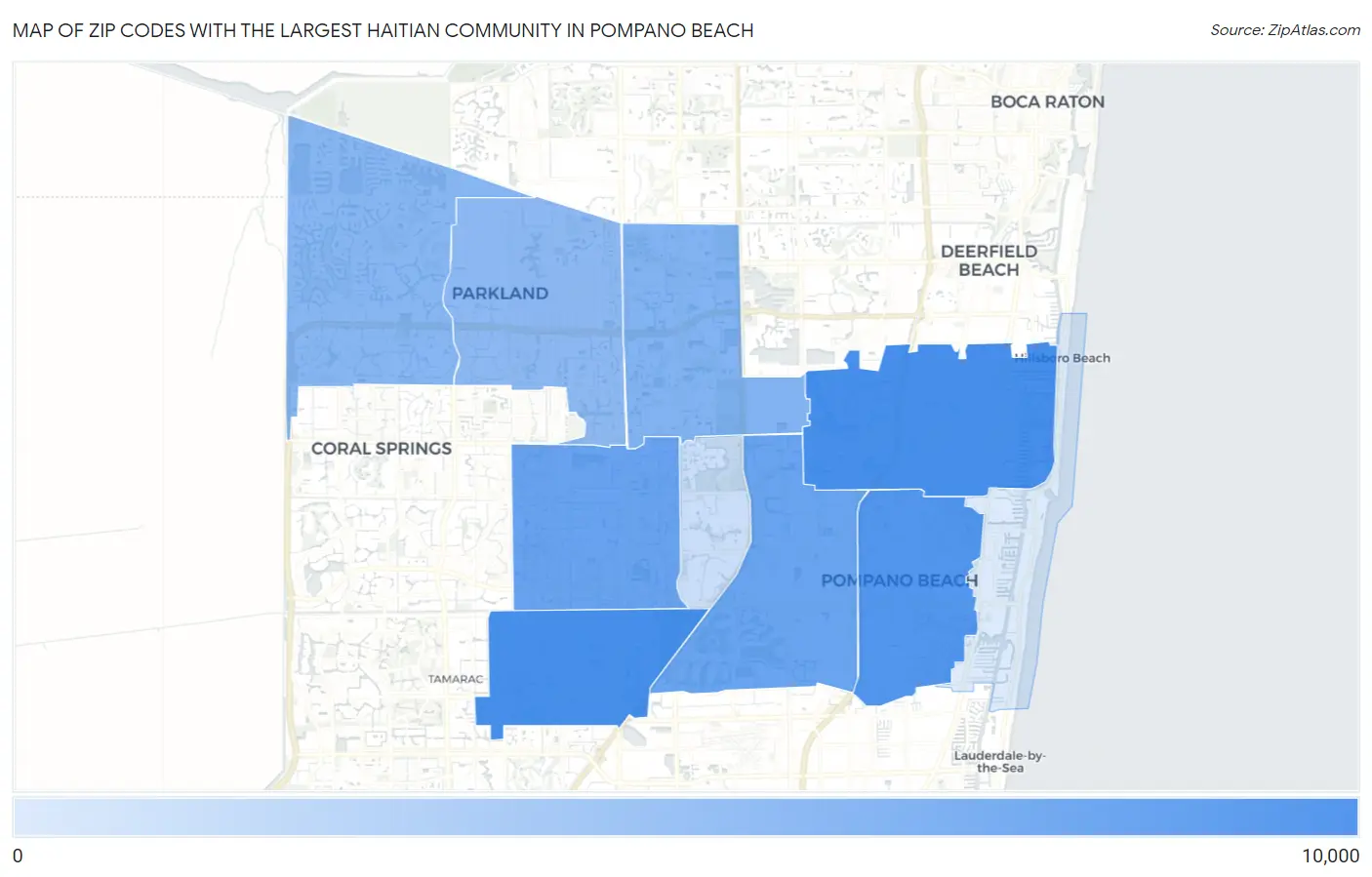 Zip Codes with the Largest Haitian Community in Pompano Beach Map