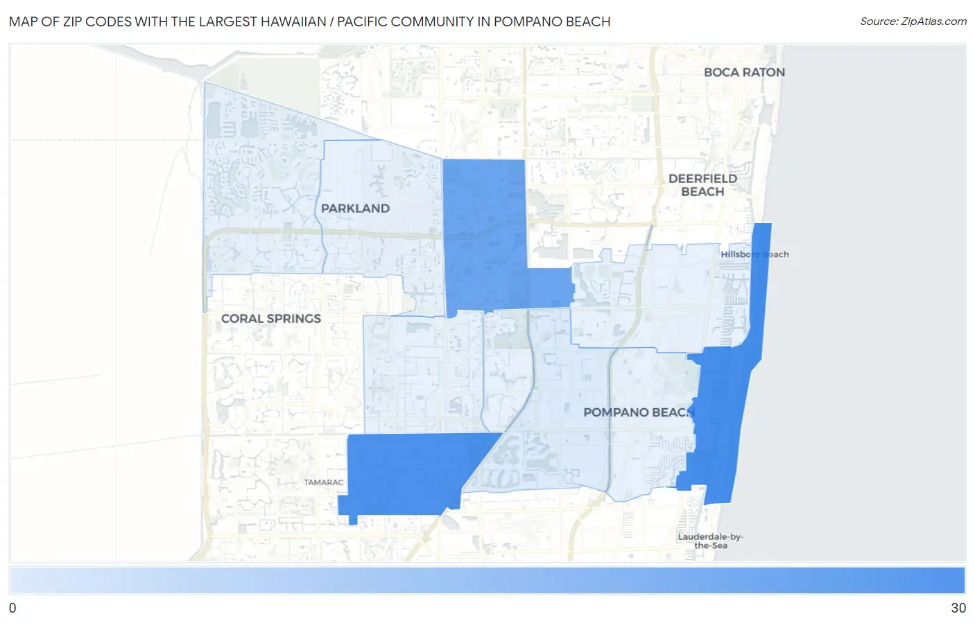 Zip Codes with the Largest Hawaiian / Pacific Community in Pompano Beach Map