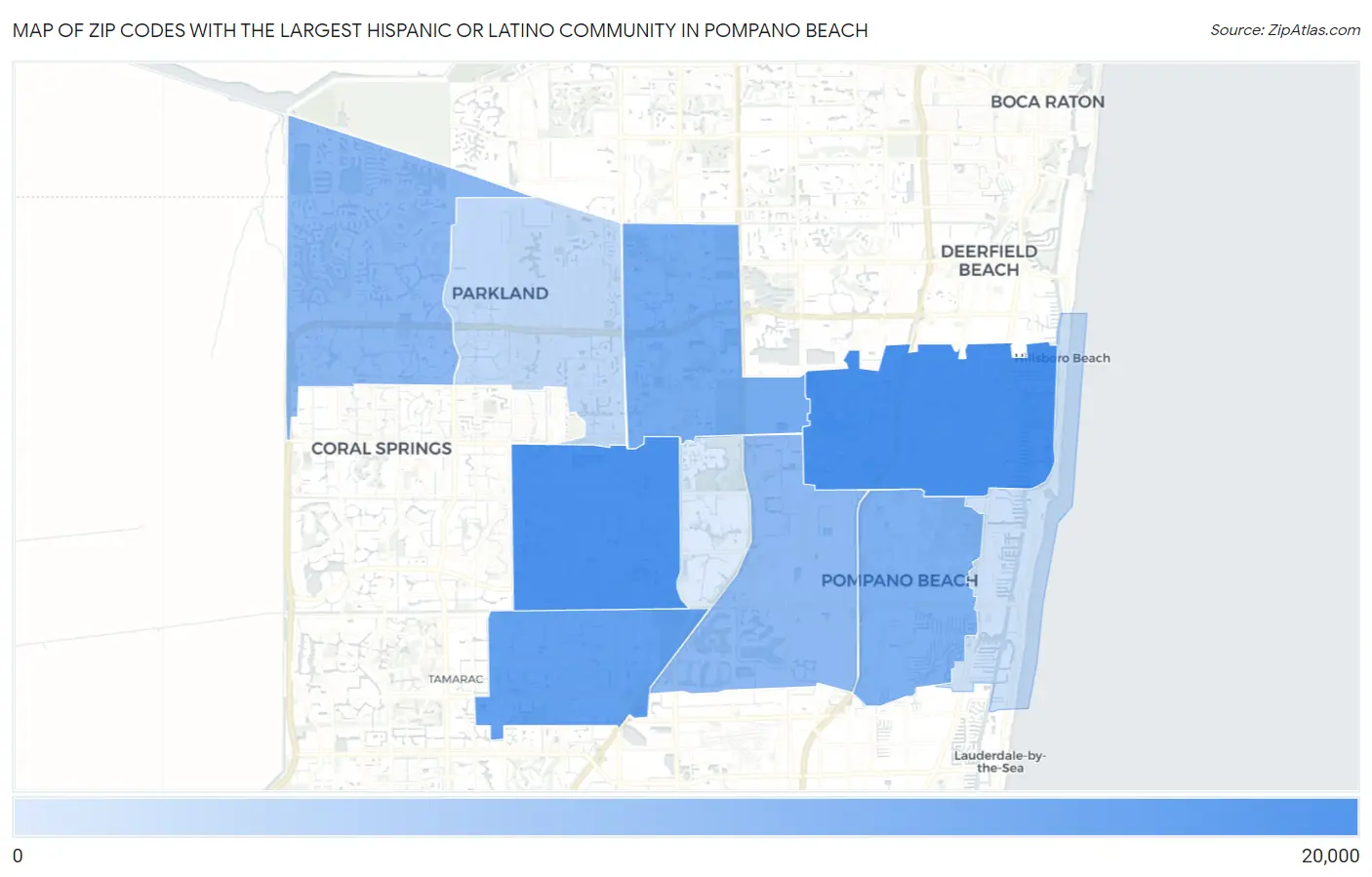 Zip Codes with the Largest Hispanic or Latino Community in Pompano Beach Map
