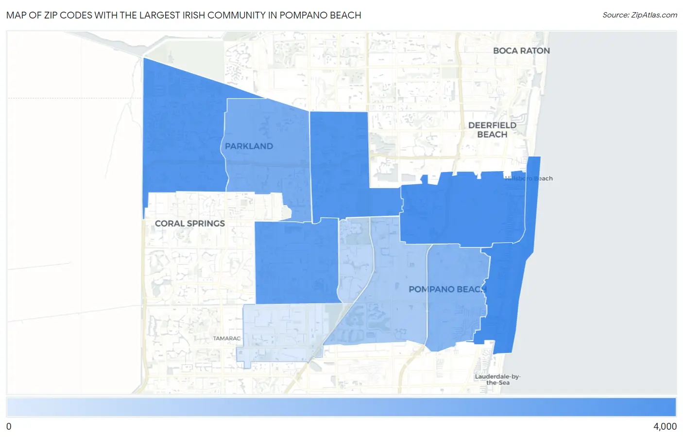 Zip Codes with the Largest Irish Community in Pompano Beach Map