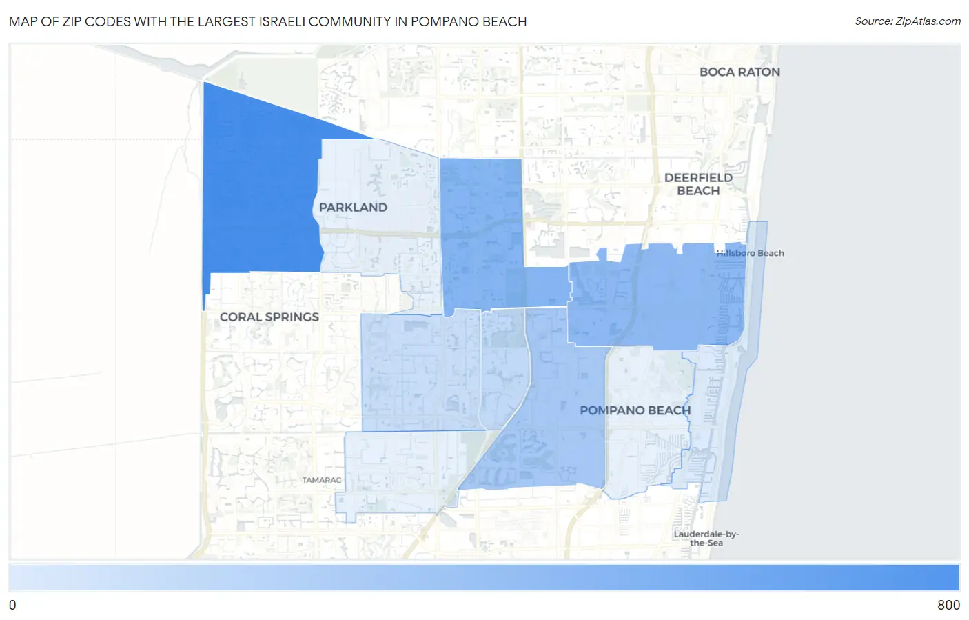 Zip Codes with the Largest Israeli Community in Pompano Beach Map