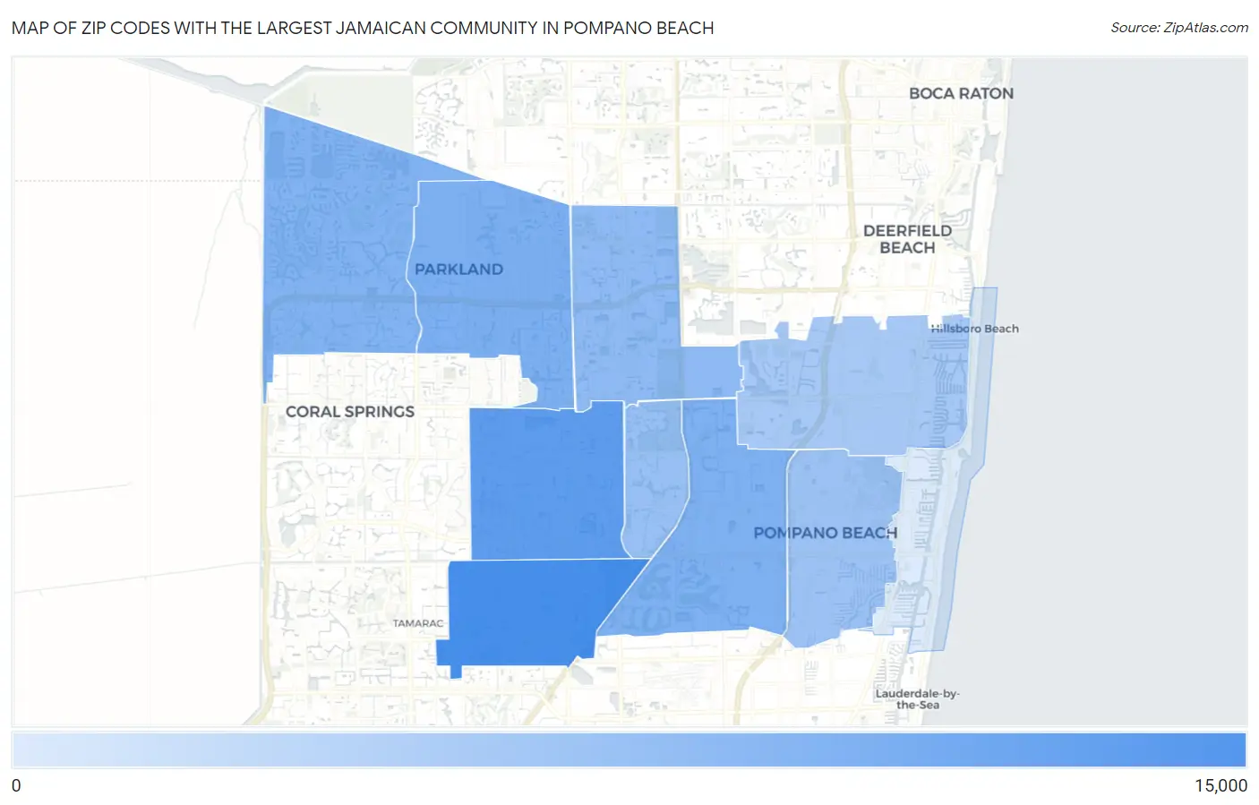 Zip Codes with the Largest Jamaican Community in Pompano Beach Map