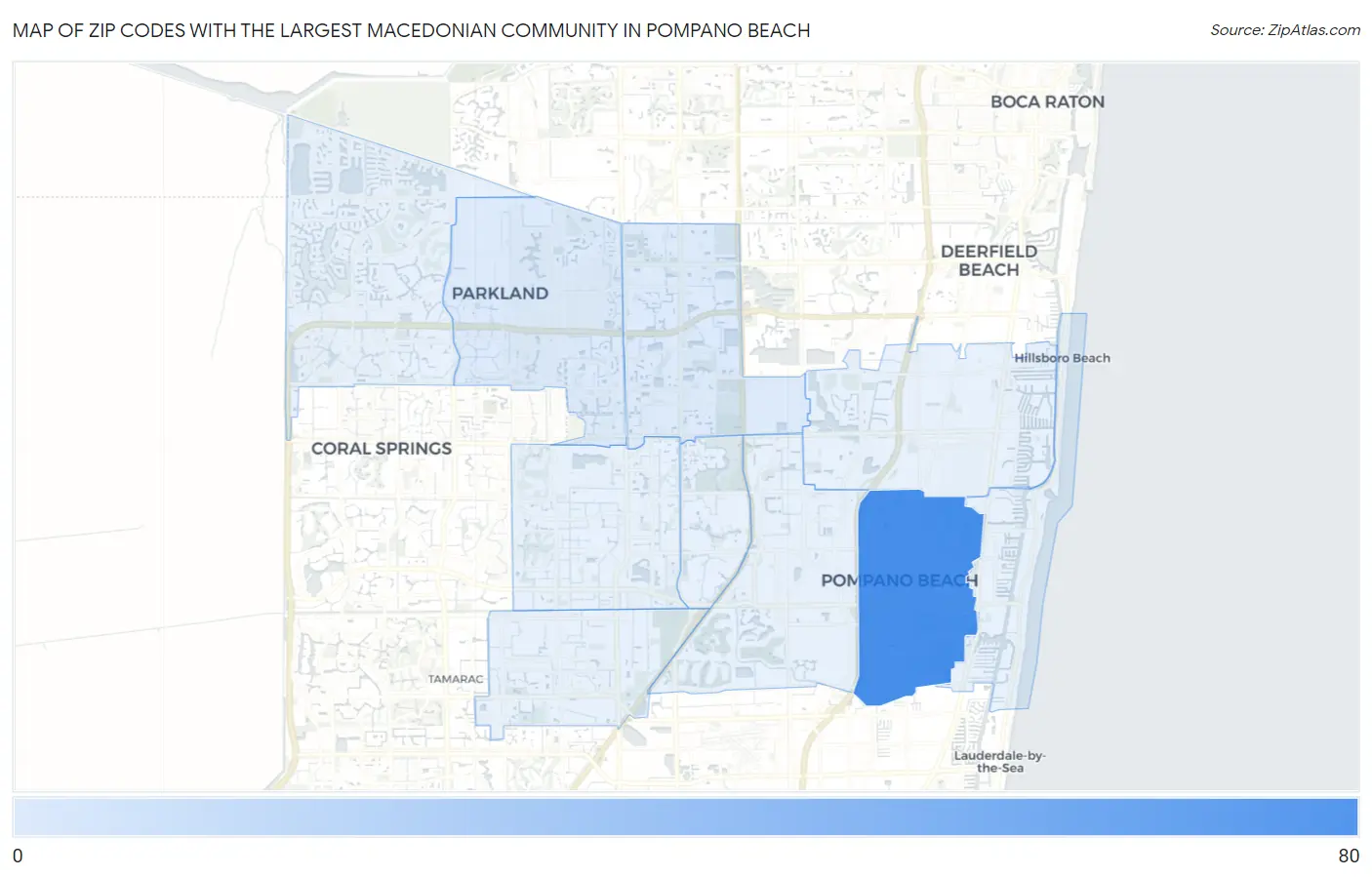 Zip Codes with the Largest Macedonian Community in Pompano Beach Map