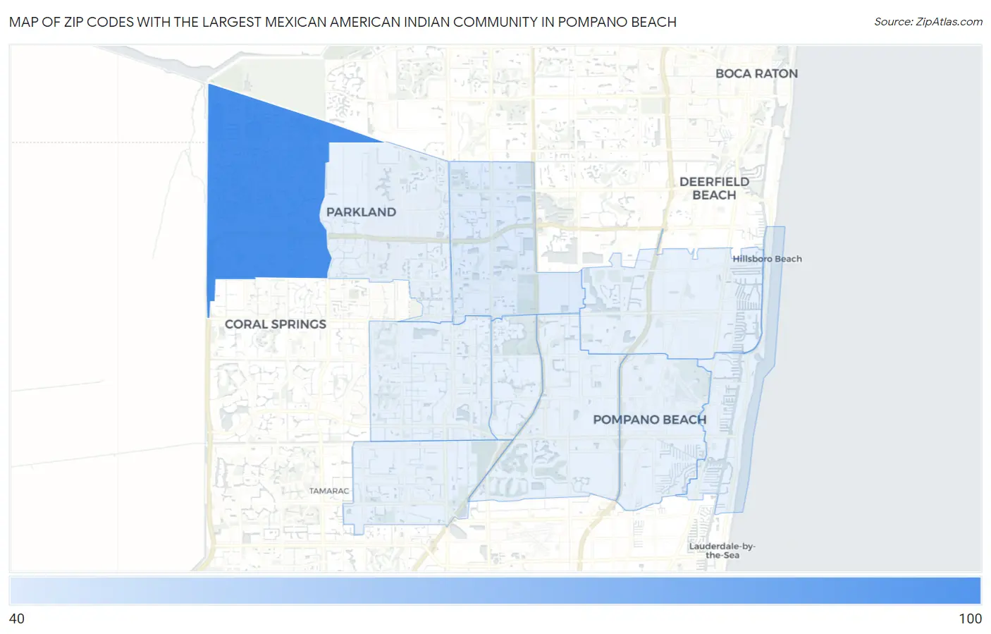 Zip Codes with the Largest Mexican American Indian Community in Pompano Beach Map
