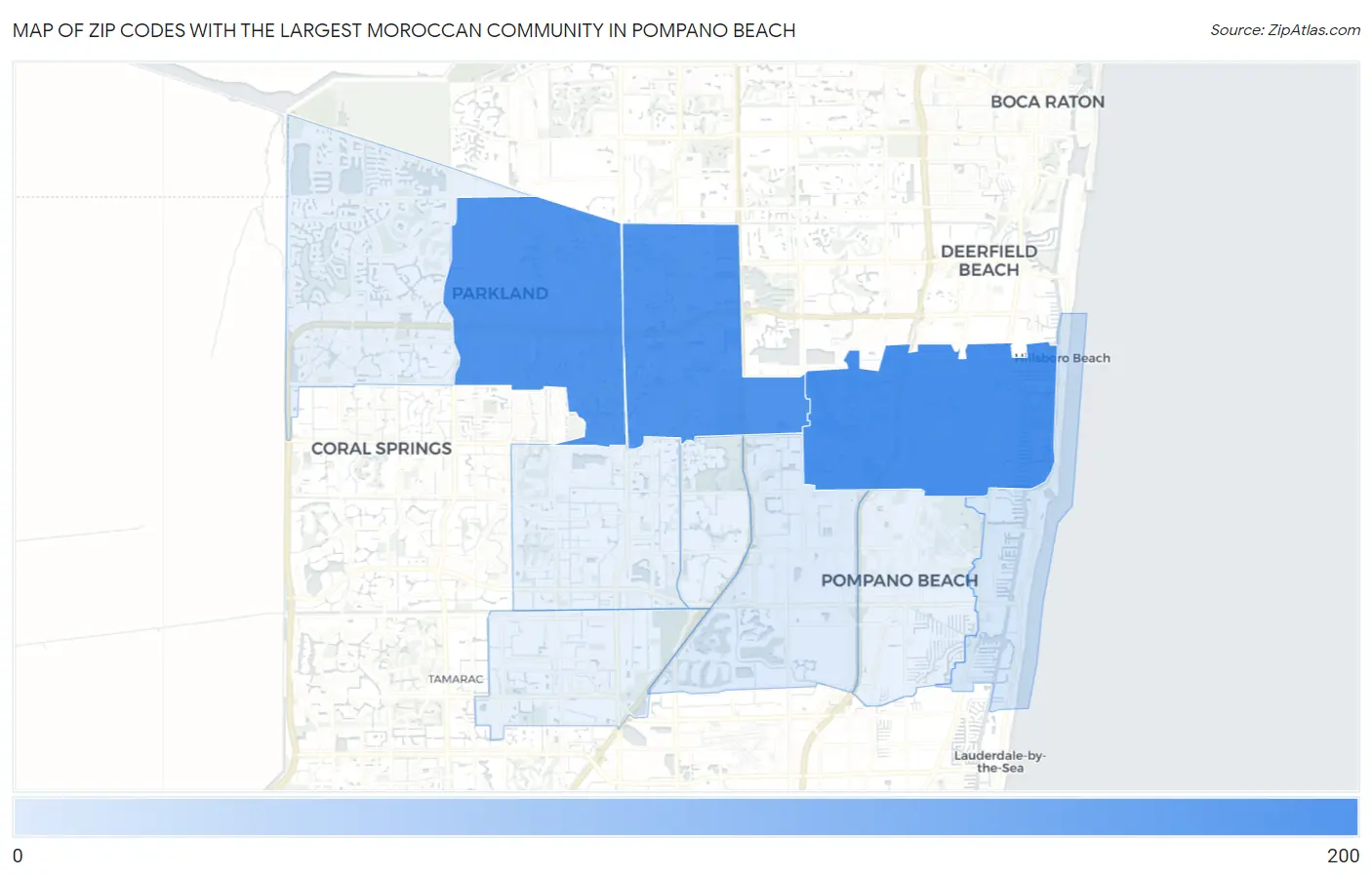 Zip Codes with the Largest Moroccan Community in Pompano Beach Map