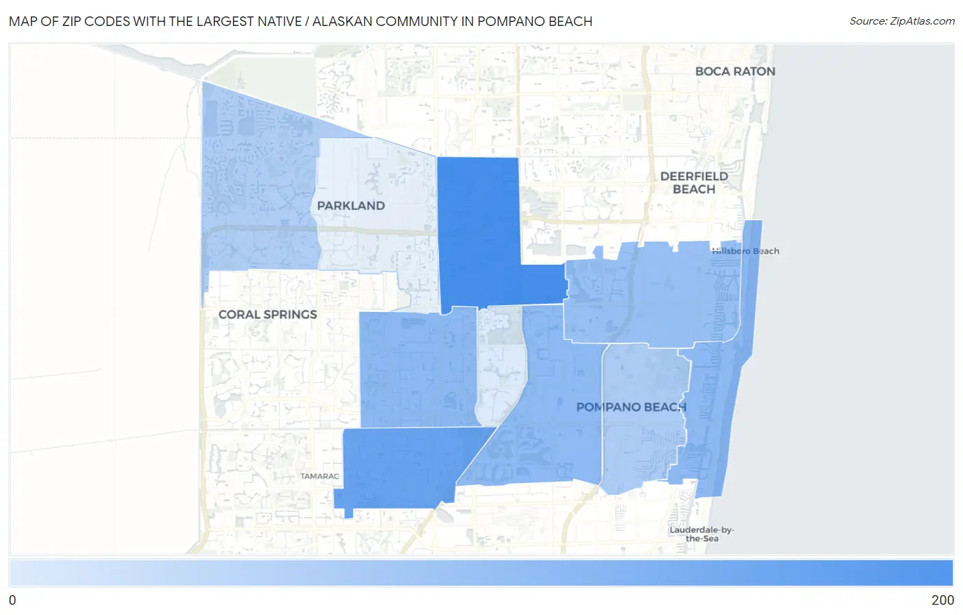 Zip Codes with the Largest Native / Alaskan Community in Pompano Beach Map