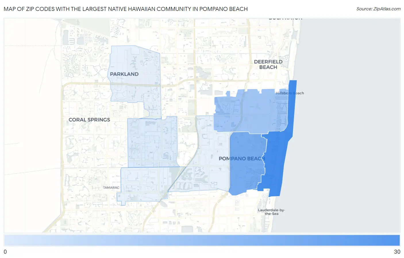 Zip Codes with the Largest Native Hawaiian Community in Pompano Beach Map