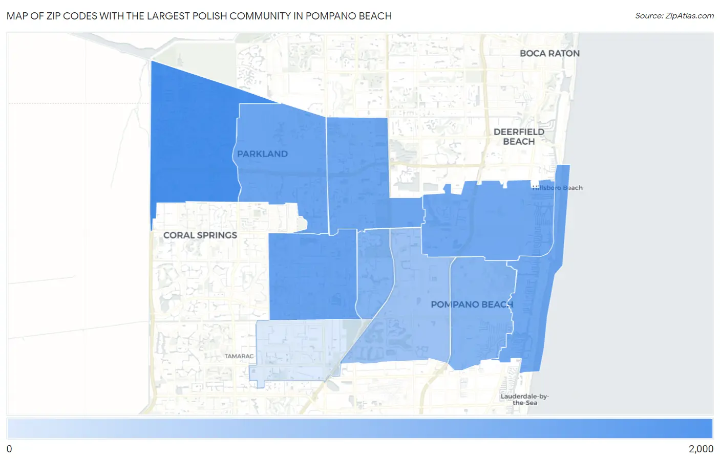 Zip Codes with the Largest Polish Community in Pompano Beach Map