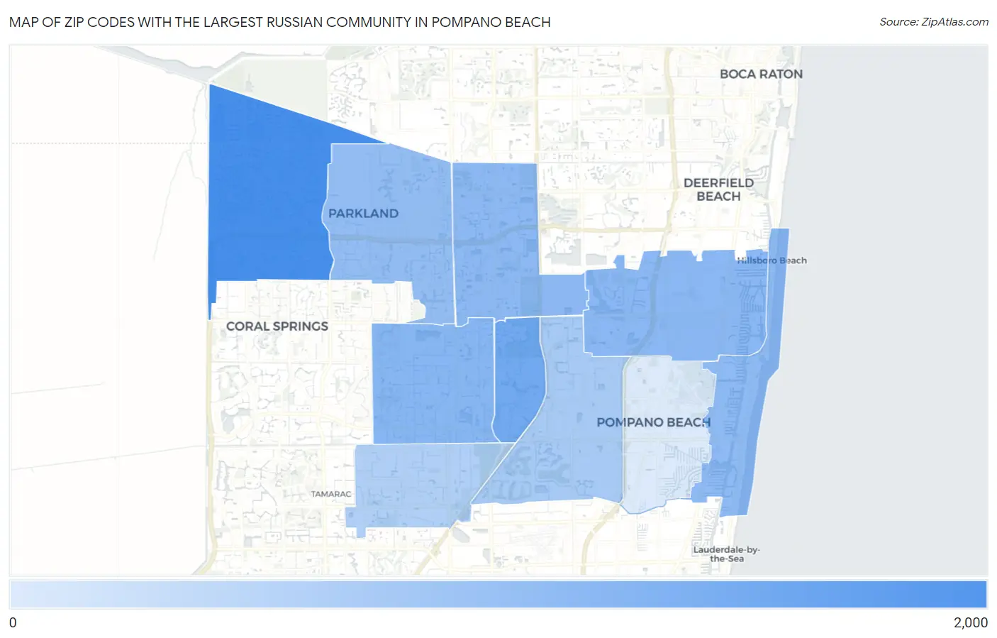 Zip Codes with the Largest Russian Community in Pompano Beach Map
