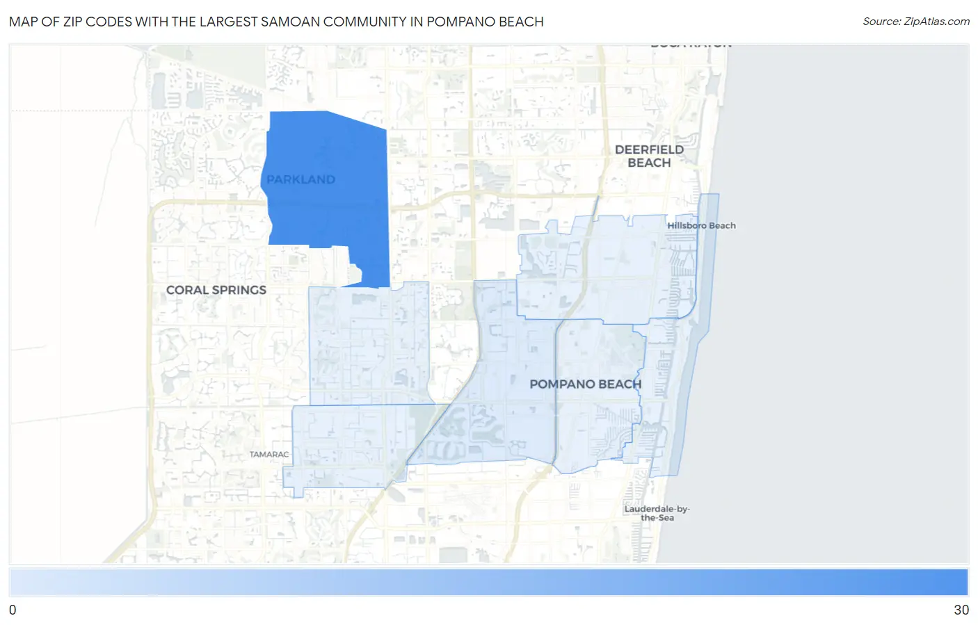 Zip Codes with the Largest Samoan Community in Pompano Beach Map