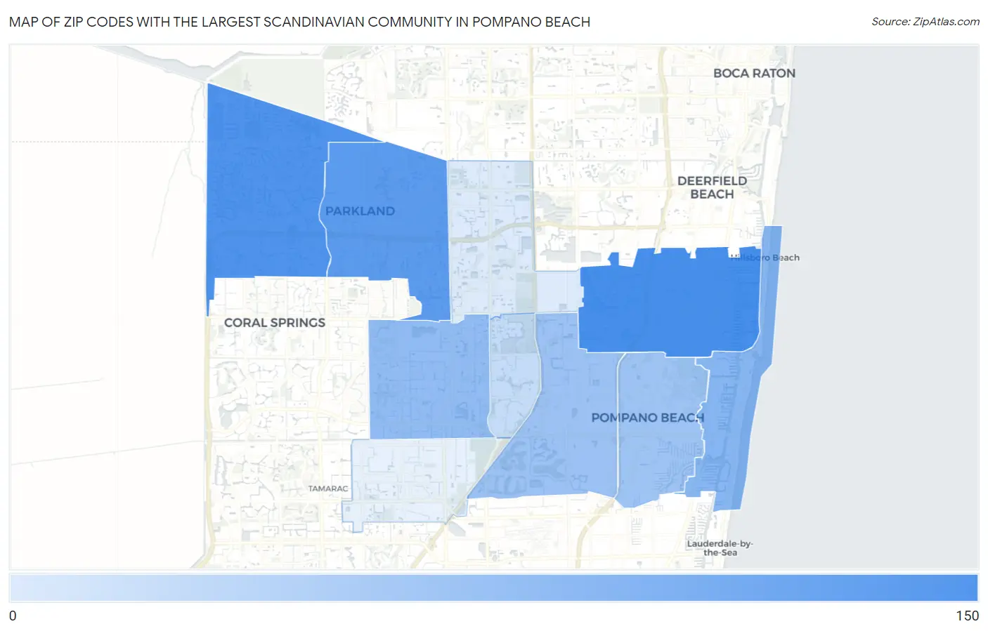 Zip Codes with the Largest Scandinavian Community in Pompano Beach Map