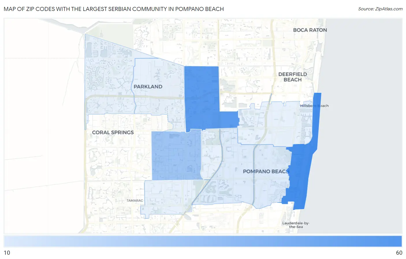 Zip Codes with the Largest Serbian Community in Pompano Beach Map