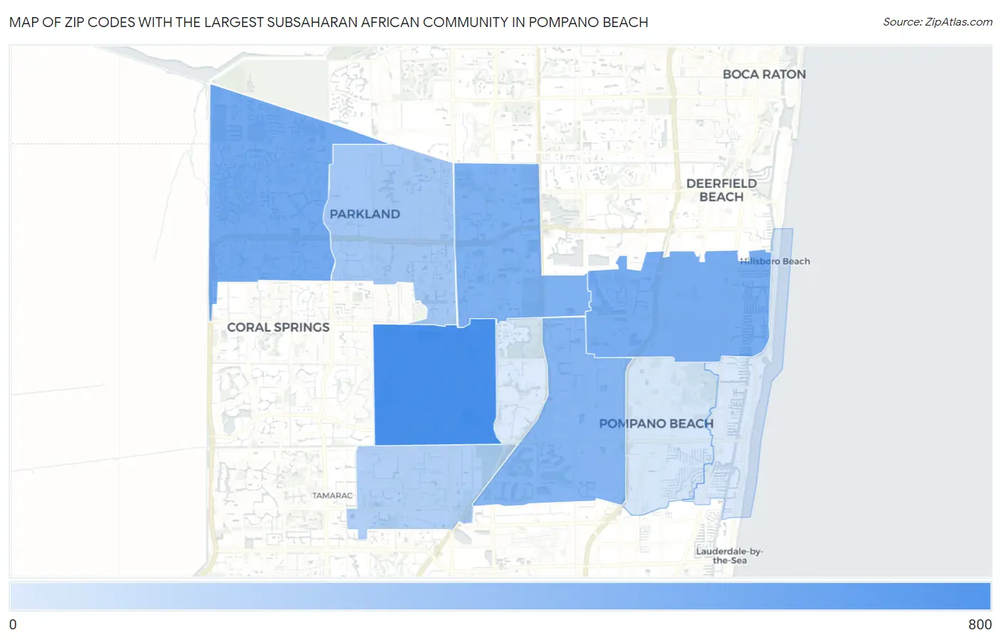 Zip Codes with the Largest Subsaharan African Community in Pompano Beach Map